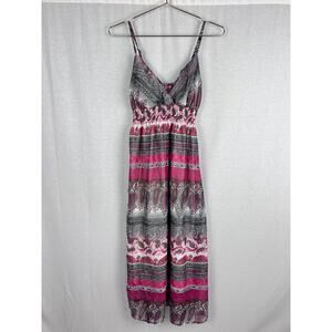 Vintage Y2K Maxi Dress Babydoll Pink Paisley Boho Festival Artsy Fairy Summer